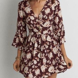 Wrap Floral/Roses print Dark Red/Wine/Burgundy Dre